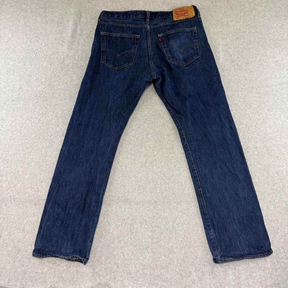 Levi's 501 Original Fit Jeans Mens 36x32 Dark Wash Straight Leg Denim